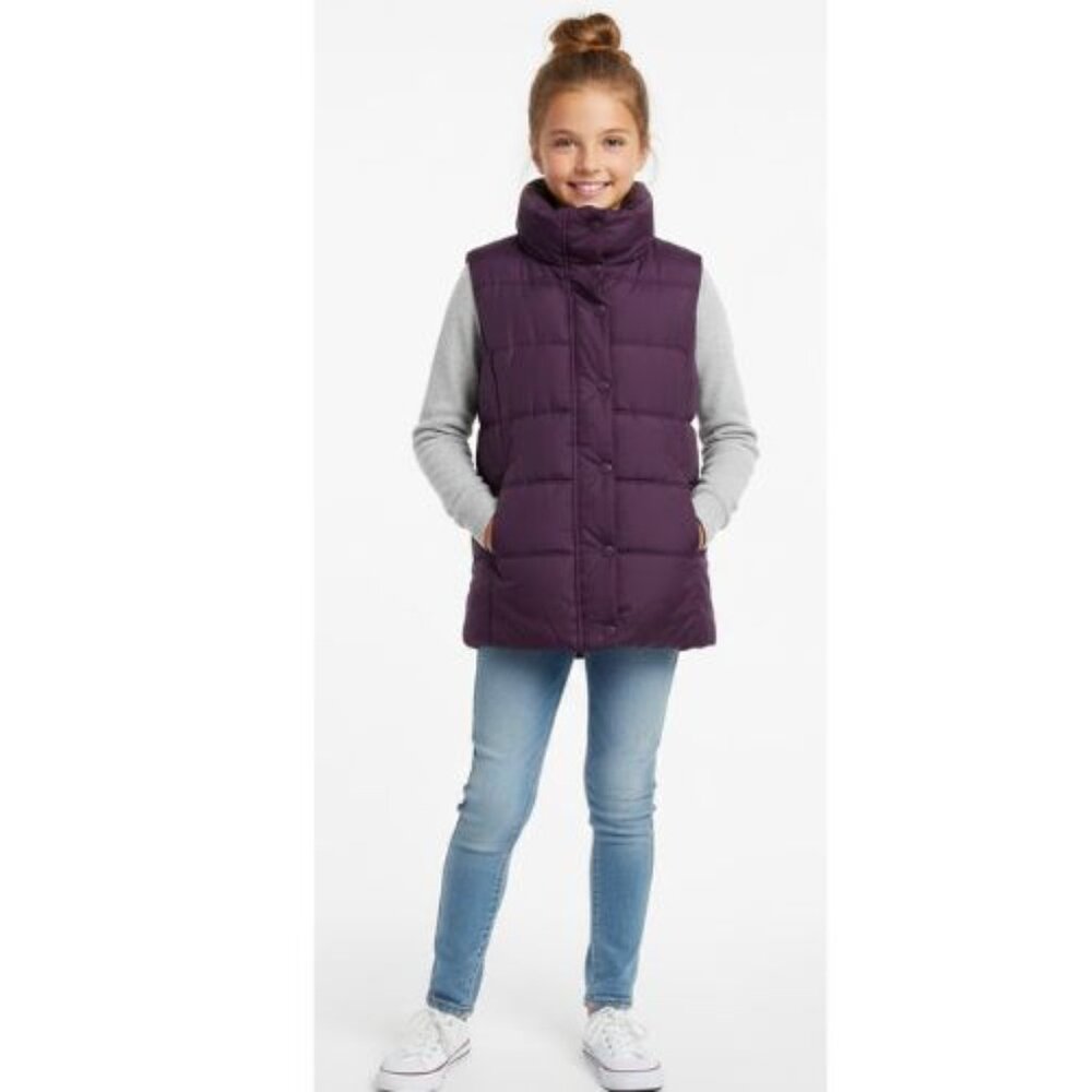 Old Navy youth L petite dark purple sleeveless vest zipper pockets…